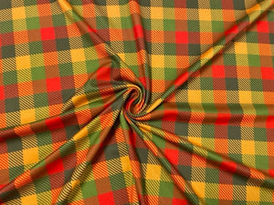 Fall Plaid DBP Print #606 Double Brushed Polyester Spandex Apparel Stretch Fabric 190 GSM 58"-60" Wide By The Yard