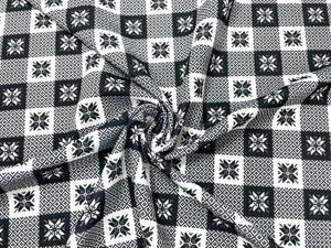 Buffalo Plaid Snowflake Bullet Print #585 Ribbed Scuba Techno Double Knit 2-Way Stretch Poly Spandex Apparel Craft Fabric 58"-60" Wide BTY