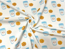 Load image into Gallery viewer, Milk and Cookies Xmas Bullet Print #611 Ribbed Scuba Techno Double Knit 2-Way Stretch Poly Spandex Apparel Craft Fabric 58&quot;-60&quot; Wide BTY