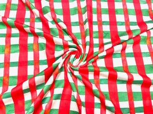 Christmas Xmas Plaid DBP Print #663 Double Brushed Polyester Spandex Apparel Stretch Fabric 190 GSM 58"-60" Wide By The Yard