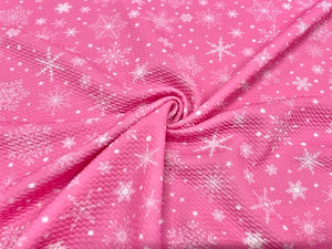 Snowflake Christmas Xmas Bullet Print #630 Ribbed Scuba Techno Double Knit 2-Way Stretch Poly Spandex Apparel Craft Fabric 58"-60" Wide BTY