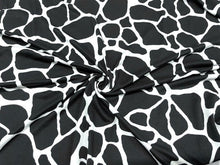 Load image into Gallery viewer, Cow Spot Cowhide Black DBP Print #675 Double Brushed Polyester Spandex Apparel Stretch Fabric 190 GSM 58&quot;-60&quot; Wide By The Yard