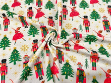 Load image into Gallery viewer, Nutcracker Ballerina Xmas Bullet Print #651 Ribbed Scuba Techno Double Knit 2-Way Stretch Poly Spandex Apparel Craft Fabric 58&quot;-60&quot; Wide BTY