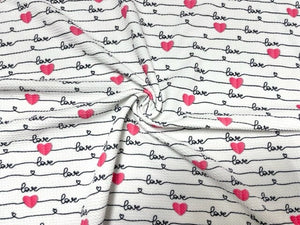 Love Valentine's Day Bullet Print #667 Ribbed Scuba Techno Double Knit 2-Way Stretch Poly Spandex Apparel Craft Fabric 58"-60" Wide BTY