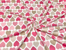 Load image into Gallery viewer, Hearts Valentine&#39;s Day DBP Print #696 Double Brushed Polyester Spandex Apparel Stretch Fabric 190 GSM 58&quot;-60&quot; Wide By The Yard