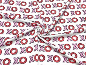 XOXO Valentine's Day DBP Print #701 Double Brushed Polyester Spandex Apparel Stretch Fabric 190 GSM 58"-60" Wide By The Yard
