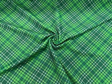 Load image into Gallery viewer, Shamrock Green Plaid Bullet Print #687 Ribbed Scuba Techno Double Knit 2-Way Stretch Poly Spandex Apparel Craft Fabric 58&quot;-60&quot; Wide BTY