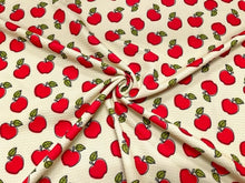 Load image into Gallery viewer, Apples Fruit Bullet Print #708 Ribbed Scuba Techno Double Knit 2-Way Stretch Poly Spandex Apparel Craft Fabric 58&quot;-60&quot; Wide BTY