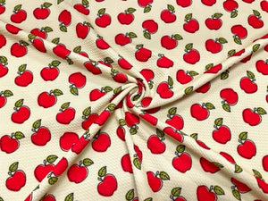 Apples Fruit Bullet Print #708 Ribbed Scuba Techno Double Knit 2-Way Stretch Poly Spandex Apparel Craft Fabric 58"-60" Wide BTY