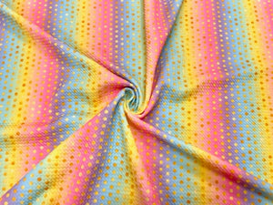 Sparkle Polka Dot Rainbow Bullet Print #681 Ribbed Scuba Techno Double Knit 2-Way Stretch Poly Spandex Apparel Craft Fabric 58"-60" Wide BTY