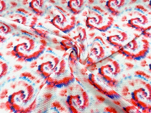 Patriotic Tie Dye Bullet Print #684 Ribbed Scuba Techno Double Knit 2-Way Stretch Poly Spandex Apparel Craft Fabric 58"-60" Wide BTY