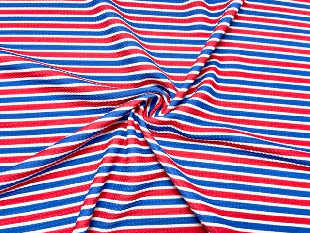 Patriotic Stripe Bullet Print #704 Ribbed Scuba Techno Double Knit 2-Way Stretch Poly Spandex Apparel Craft Fabric 58"-60" Wide BTY