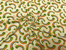 Load image into Gallery viewer, Rainbow Clover St. Patrick&#39;s Day DBP Print #715 Double Brushed Polyester Spandex Apparel Stretch Fabric 190 GSM 58&quot;-60&quot; Wide By The Yard