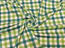 Load image into Gallery viewer, Gingham Plaid St. Patrick&#39;s Day 4x2 Rib Knit Print #164 Polyester Spandex Stretch 190GSM Apparel Fabric 58&quot;-60&quot; Wide By The Yard