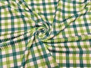 Gingham Plaid St. Patrick's Day 4x2 Rib Knit Print #164 Polyester Spandex Stretch 190GSM Apparel Fabric 58"-60" Wide By The Yard