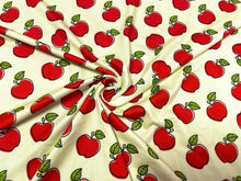 Load image into Gallery viewer, Apple Back to School Fruit DBP Print #732 Double Brushed Polyester Spandex Apparel Stretch Fabric 190 GSM 58&quot;-60&quot; Wide By The Yard