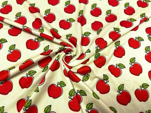 Apple Back to School Fruit DBP Print #732 Double Brushed Polyester Spandex Apparel Stretch Fabric 190 GSM 58"-60" Wide By The Yard