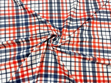 Load image into Gallery viewer, Patriotic Plaid Fourth of July DBP Print #738 Double Brushed Polyester Spandex Apparel Stretch Fabric 190 GSM 58&quot;-60&quot; Wide By The Yard