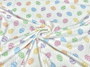 Pastel Easter Egg Spring 4x2 Rib Knit Print #173 Polyester Spandex Stretch 190GSM Apparel Fabric 58"-60" Wide By The Yard