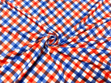 Load image into Gallery viewer, Patriotic Gingham Fourth of July DBP Print #737 Double Brushed Polyester Spandex Apparel Stretch Fabric 190 GSM 58&quot;-60&quot; Wide By The Yard