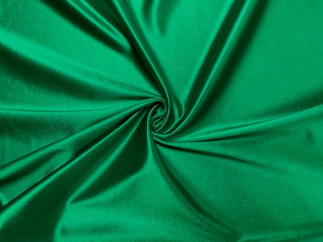 Green Satin Stretch Knit #29 240 GSM Shiny 2-Way Stretch Fabric Polyester Spandex Casino Apparel Craft Fabric 58"-60" Wide By The Yard