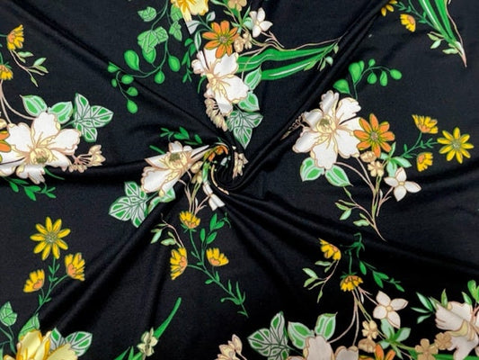 Wildflower Floral DBP Print #751 Double Brushed Polyester Spandex Apparel Stretch Fabric 190 GSM 58"-60" Wide By The Yard
