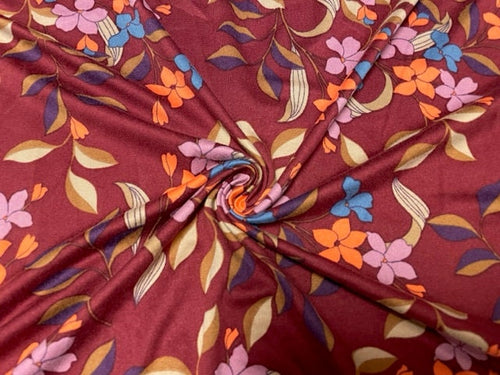 Classic Floral DBP Print #757 Double Brushed Polyester Spandex Apparel Stretch Fabric 190 GSM 58