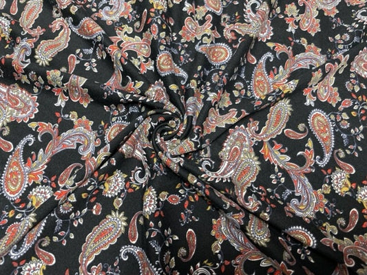 Paisley Western Floral DBP Print #762 Double Brushed Polyester Spandex Apparel Stretch Fabric 190 GSM 58"-60" Wide By The Yard