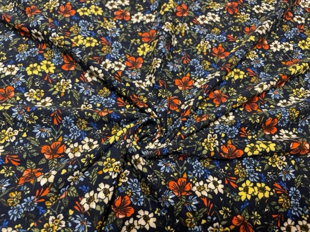 Mini Floral DBP Print #763 Double Brushed Polyester Spandex Apparel Stretch Fabric 190 GSM 58"-60" Wide By The Yard