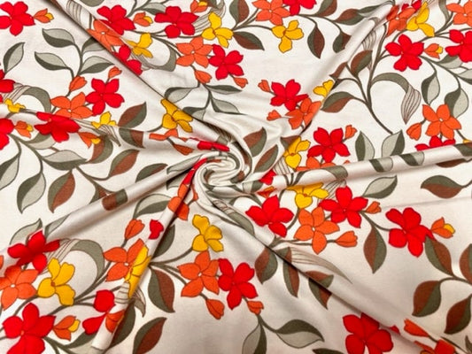 Classic Floral DBP Print #765 Double Brushed Polyester Spandex Apparel Stretch Fabric 190 GSM 58"-60" Wide By The Yard