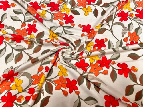 Classic Floral DBP Print #765 Double Brushed Polyester Spandex Apparel Stretch Fabric 190 GSM 58