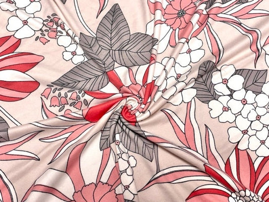 Abstract Floral DBP Print #768 Double Brushed Polyester Spandex Apparel Stretch Fabric 190 GSM 58"-60" Wide By The Yard