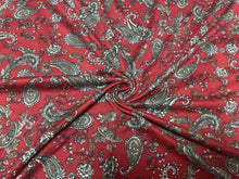 Load image into Gallery viewer, Paisley Western Floral DBP Print #761 Double Brushed Polyester Spandex Apparel Stretch Fabric 190 GSM 58&quot;-60&quot; Wide By The Yard