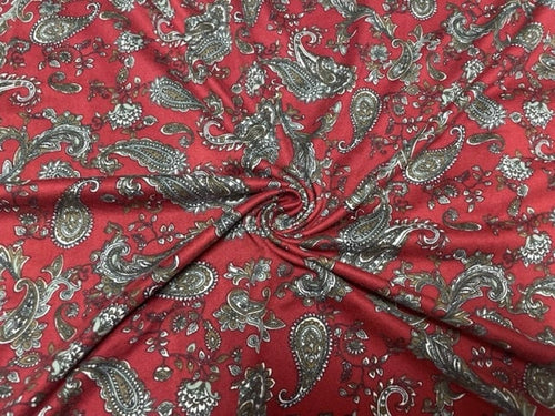 Paisley Western Floral DBP Print #761 Double Brushed Polyester Spandex Apparel Stretch Fabric 190 GSM 58