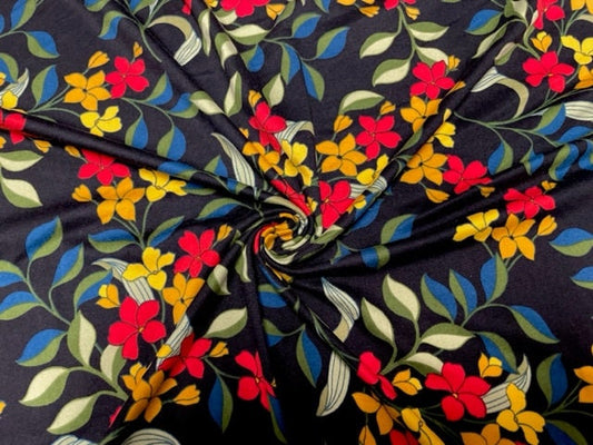 Classic Floral DBP Print #764 Double Brushed Polyester Spandex Apparel Stretch Fabric 190 GSM 58"-60" Wide By The Yard