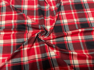 Plaid DBP Print #775 Double Brushed Polyester Spandex Apparel Stretch Fabric 190 GSM 58"-60" Wide By The Yard