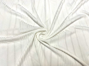 Off White Stripe DBP Brushed Rib Knit #47 Double Brushed Polyester Spandex Stretch 190GSM Apparel Fabric 58"-60" Wide By The Yard