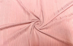 Pink Stripe DBP Brushed Rib Knit #48 Double Brushed Polyester Spandex Stretch 190GSM Apparel Fabric 58"-60" Wide By The Yard