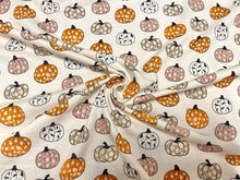 Load image into Gallery viewer, Pumpkin Floral Ghost Cotton Spandex Print #34 230GSM Jersey Knit Stretch Exercise Apparel Fabric Photography 58&quot;-60&quot; Wide By The Yard