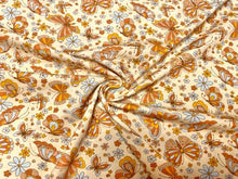 Load image into Gallery viewer, Boho Butterfly Fall Floral Cotton Spandex Print #42 230GSM Jersey Knit Stretch Exercise Apparel Fabric Photography 58&quot;-60&quot; Wide By The Yard