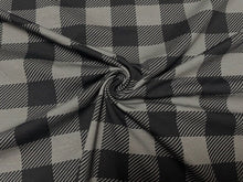 Load image into Gallery viewer, Buffalo Plaid Black Gray Cotton Spandex Print #44 230GSM Jersey Knit Stretch Exercise Apparel Fabric Photography 58&quot;-60&quot; Wide By The Yard