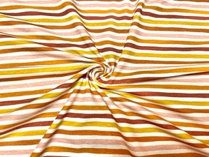 Fall Stripe Skinny Cotton Spandex Print #50 230GSM Jersey Knit Stretch Exercise Apparel Fabric Photography 58"-60" Wide By The Yard