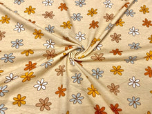 Load image into Gallery viewer, Fall Retro Daisy Cotton Spandex Print #61 230GSM Jersey Knit Stretch Exercise Apparel Fabric Photography 58&quot;-60&quot; Wide By The Yard