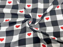 Load image into Gallery viewer, Buffalo Plaid Red Heart Cotton Spandex Print #71 230GSM Jersey Knit Stretch Exercise Apparel Fabric Photography 58&quot;-60&quot; Wide By The Yard