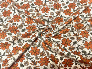 Brittany Frost Designs Fall Floral Cotton Spandex Print #95 230GSM Jersey Knit Stretch Exercise Apparel Fabric 58"-60" Wide By The Yard
