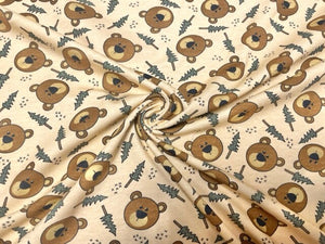 Brittany Frost Designs Bear Cotton Spandex Print #99 230GSM Jersey Knit Stretch Exercise Apparel Fabric 58"-60" Wide By The Yard