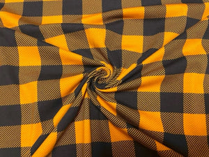 Buffalo Plaid Mustard Black Cotton Spandex Print #35 230GSM Jersey Knit Stretch Exercise Apparel Fabric Photography 58"-60" Wide By The Yard