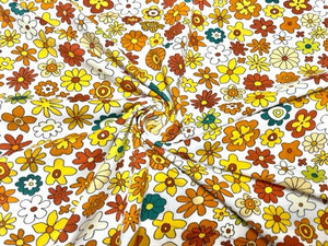 Retro Fall Floral Cotton Spandex Print #38 230GSM Jersey Knit Stretch Exercise Apparel Fabric Photography 58"-60" Wide By The Yard
