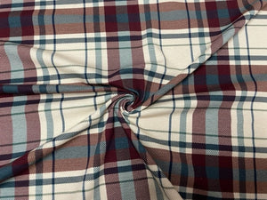 Fall Plaid Cotton Spandex Print #60 230GSM Jersey Knit Stretch Exercise Apparel Fabric Photography 58"-60" Wide By The Yard