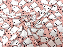Load image into Gallery viewer, Brittany Frost Designs Pink Ghosts Cotton Spandex Print #77 230GSM Jersey Knit Stretch Exercise Apparel Fabric 58&quot;-60&quot; Wide By The Yard